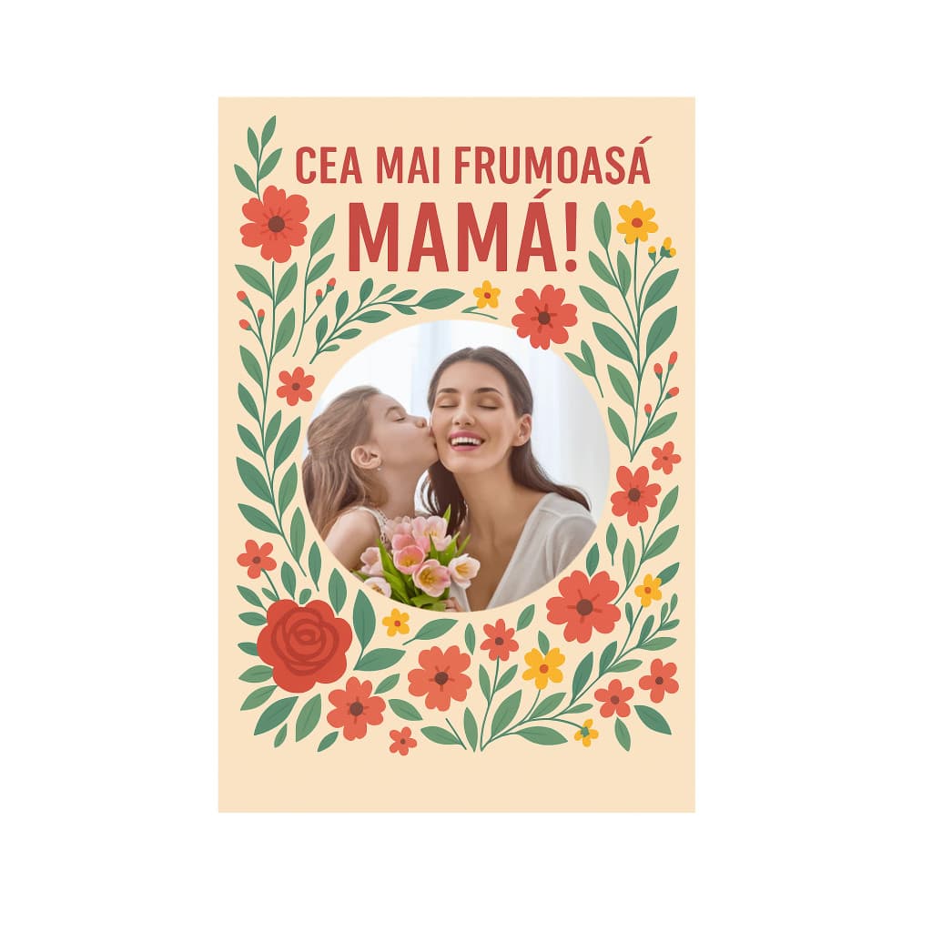 Fotografie magnetica personalizata, 10 x 15 cm, rama Cea mai frumoasa mama! 1