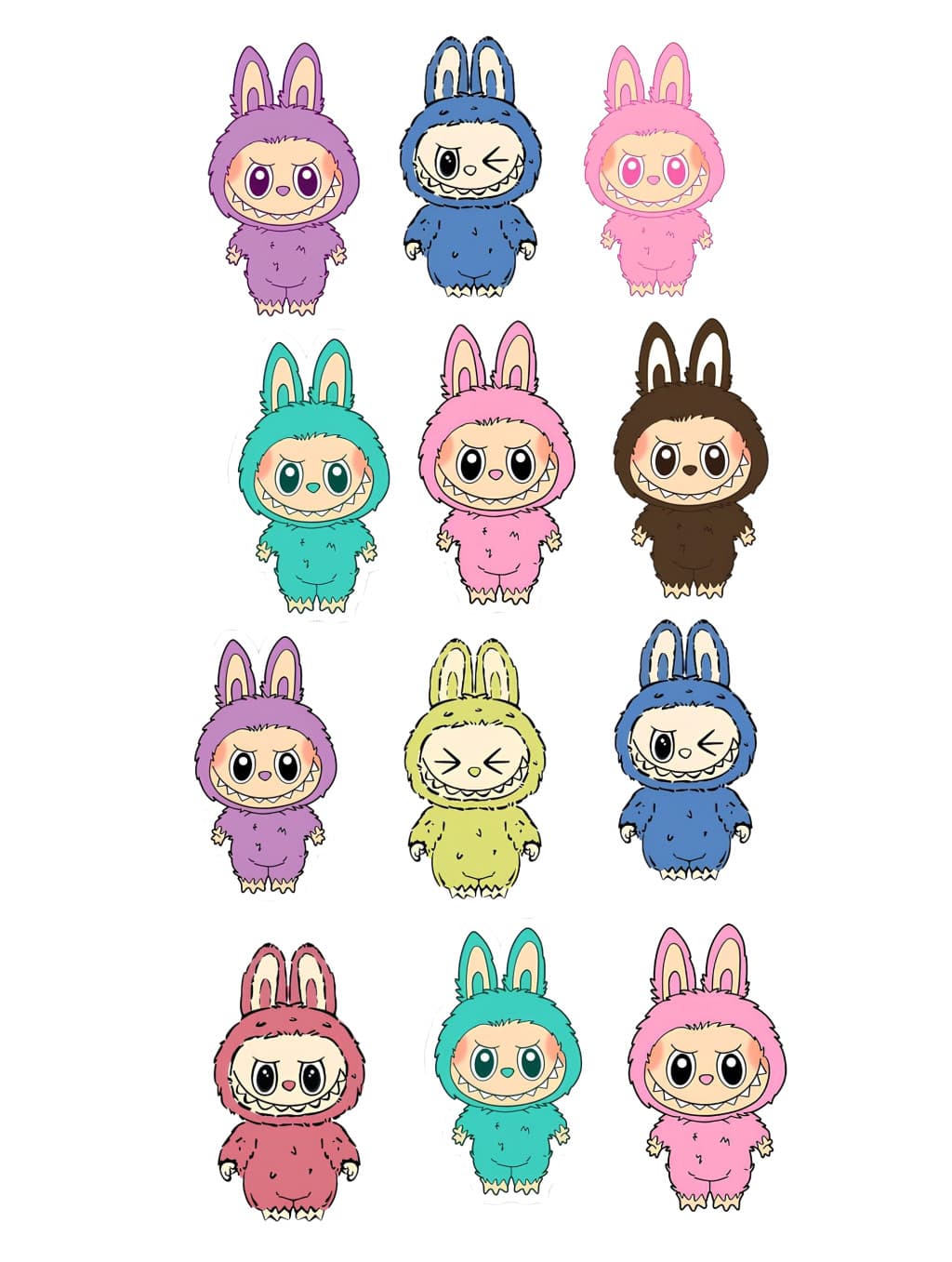 Stickere cu personaje La Bubu, material Vinyl / PP autoadeziva Glossy, 12 bucati 1
