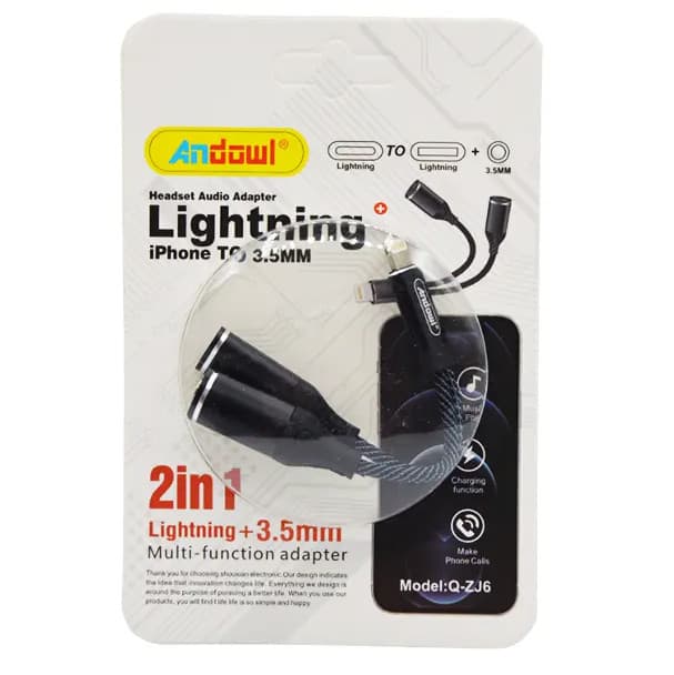 Cablu adaptor Andowl ZJ6, Lightning to Lightning/Jack 3.5mm, audio/incarcare 1