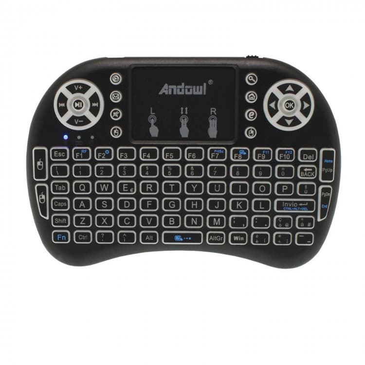 Mini tastatura Andowl Q-K07, Bluetooth + Wireless 2.4 Ghz, Touchpad, iluminare RGB, acumulator BL-5C 1