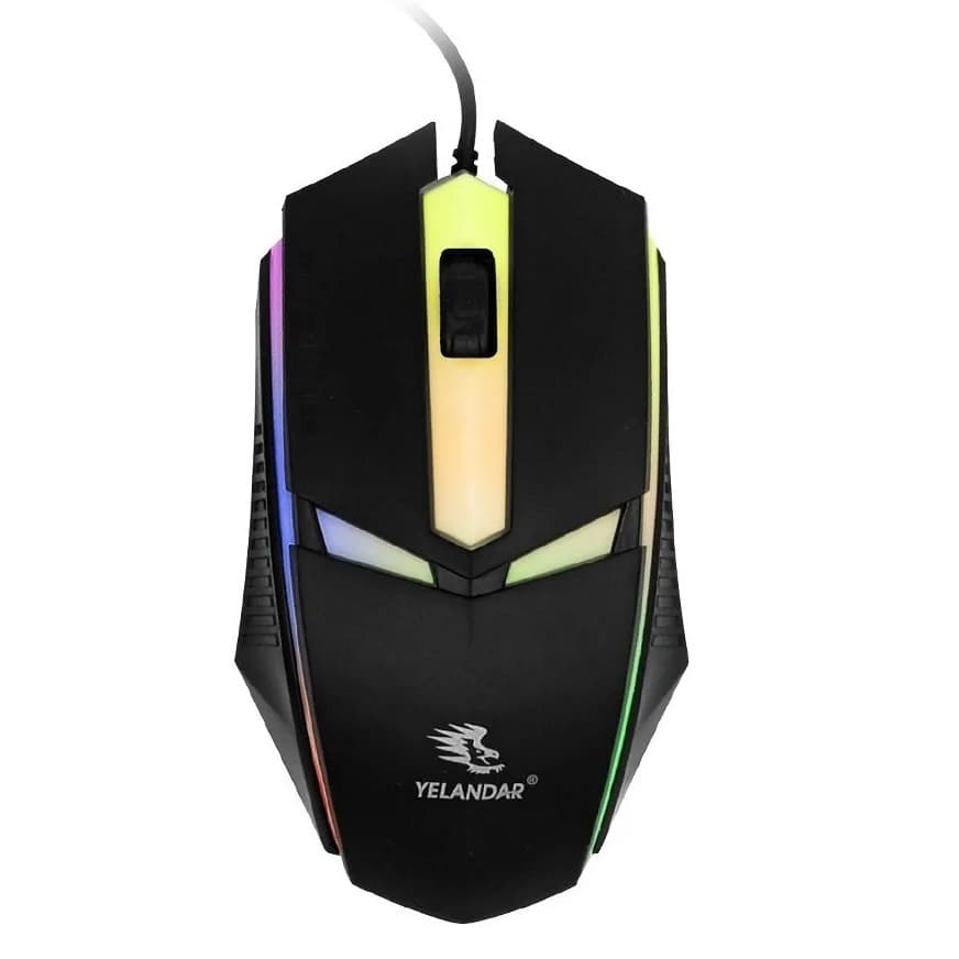 Mouse gaming cu cablu Yelandar M70, 800/1500/2400/3200 DPI, lumini RGB, negru 1