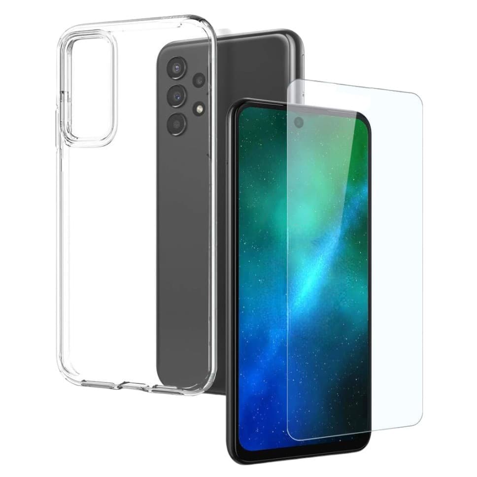 Set folie si husa Samsung Galaxy A72 4G/5G, sticla transparenta si TPU transparent 2 mm 1