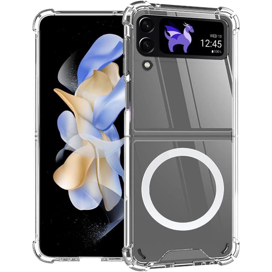 Husa protectie Samsung Galaxy Z Flip4, compatibila MagSafe, hybrid PC + TPU, transparenta 1