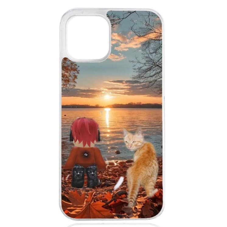 Husa iPhone 14 Pro, model Lucas Roblox si pisica, TPU flexibil, margini transparente 1
