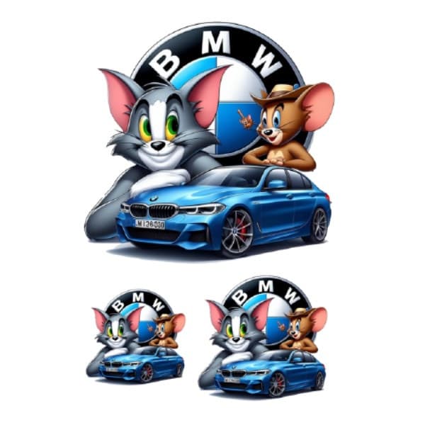 Stickere cu Tom&Jerry BMW M, Vinyl / PP autoadeziva Glossy, 3 bucati 1