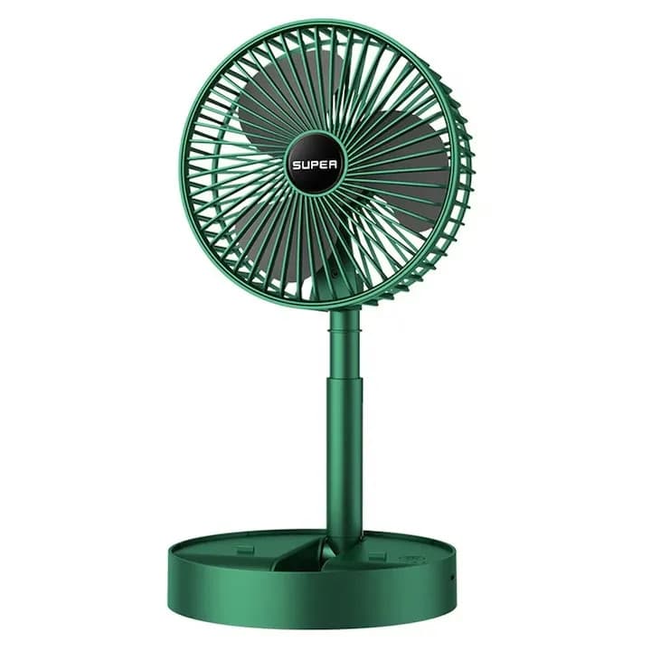 Ventilator pliabil si extensibil, acumulator, incarcare USB, functie suport telefon, verde