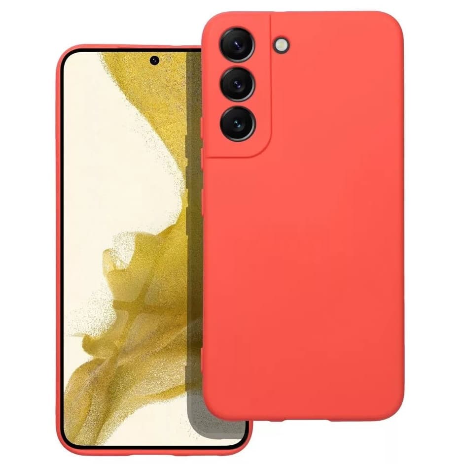 Husa Samsung Galaxy A35, Luxury Silicone, protectie camera, catifea in interior, rosu piersica 1