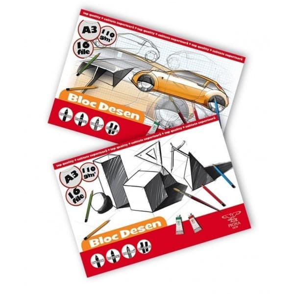 Bloc de desen A3 Pigna, Coli nelipite, 16 file, 110g/mp 1