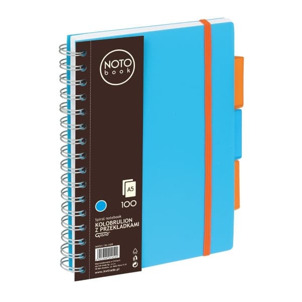 Caiet cu spira A5 Grand, 100 file, matematica, colturi rotunjite, coperta plastic, albastra 1