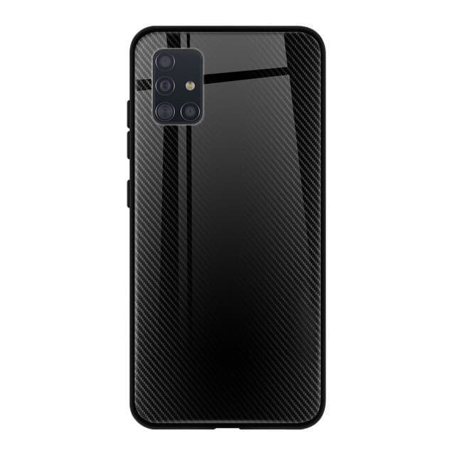 Husa Carbon Glass pentru Samsung Galaxy A41, sticla si silicon, negru 1