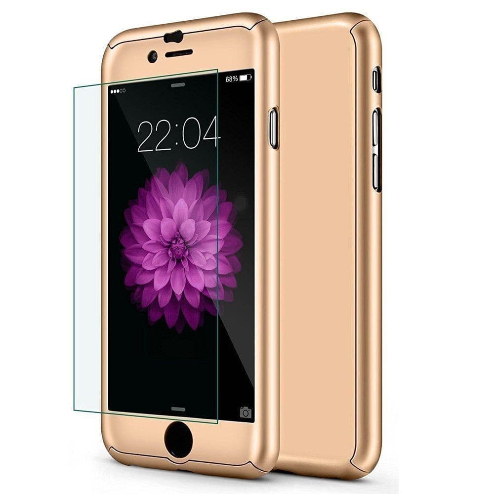 Husă Full Cover 360° pentru Apple Iphone 6/6S (față + spate + sticlă), aurie 1