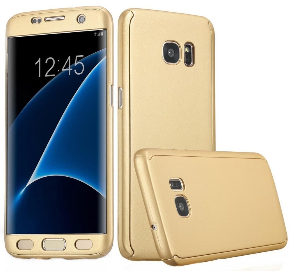 Husă Full Cover 360° pentru Samsung Galaxy S7 Edge (față + spate), aurie 1