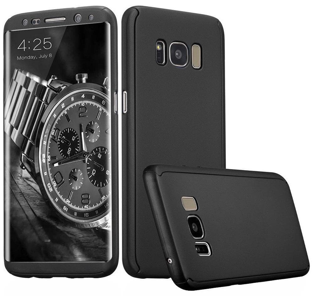 Husă Full Cover 360° pentru Samsung Galaxy S8 Plus (față + spate + folie PET), neagră 1