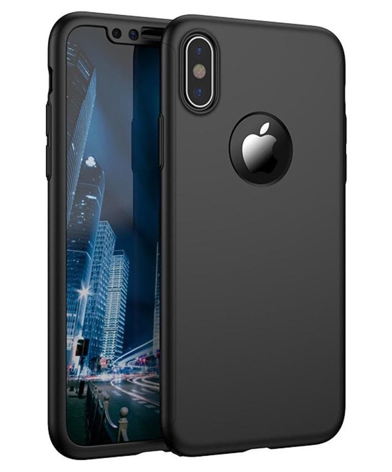 Husă Apple iPhone X/XS (față + spate + sticlă) Flippy Full Cover 360°, neagră 1
