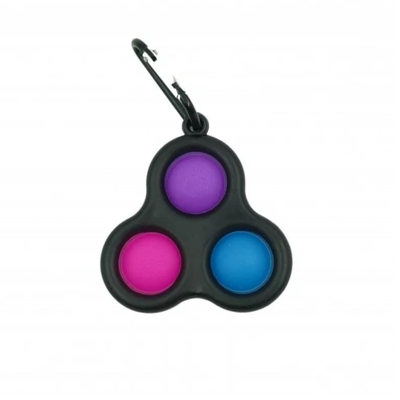 Jucarie senzoriala antistres, tip Pop-It!, cu breloc, model triunghi, 8 cm 1