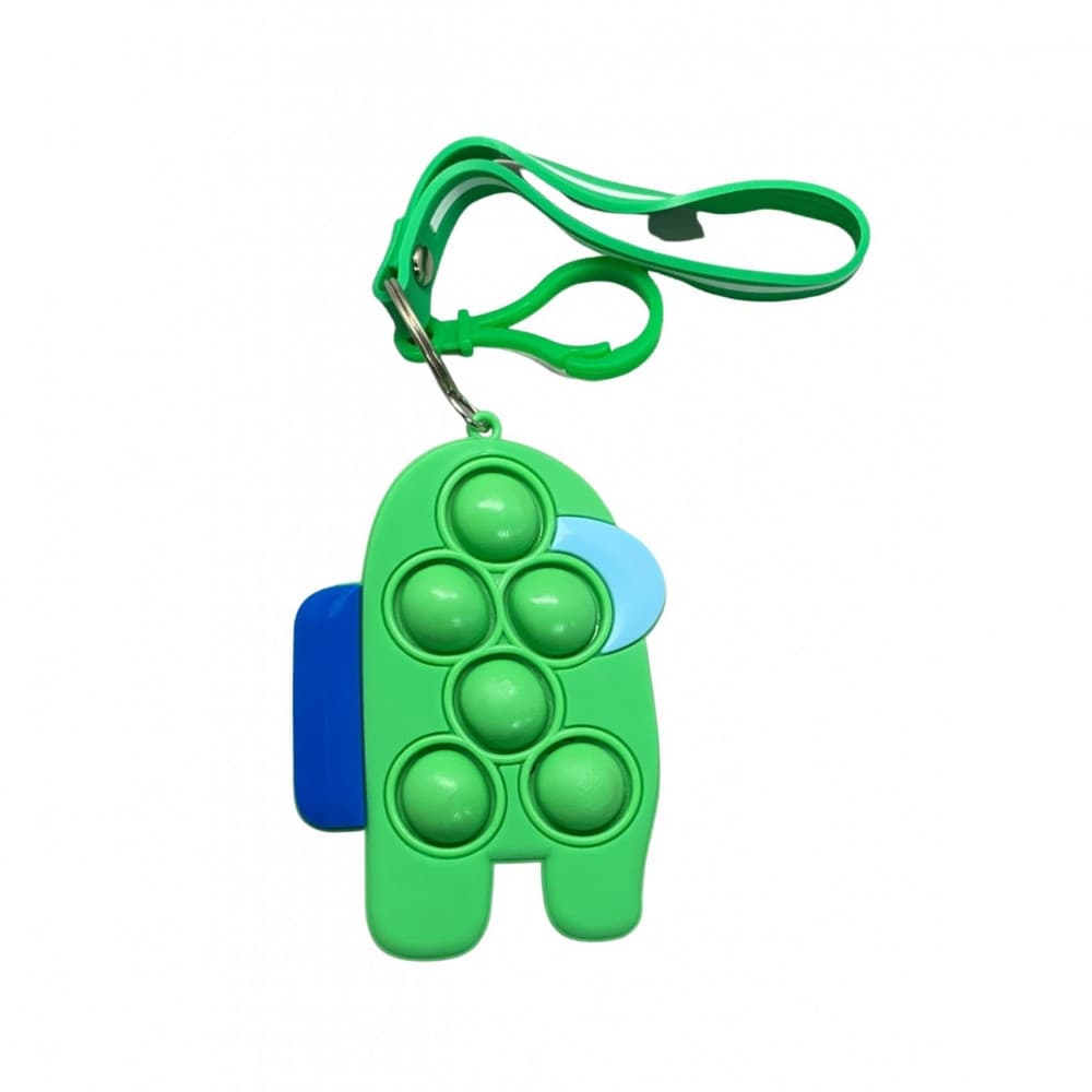 Jucarie antistres tip Pop It!, Simple Dimple, cu breloc, model Among Us, verde 1