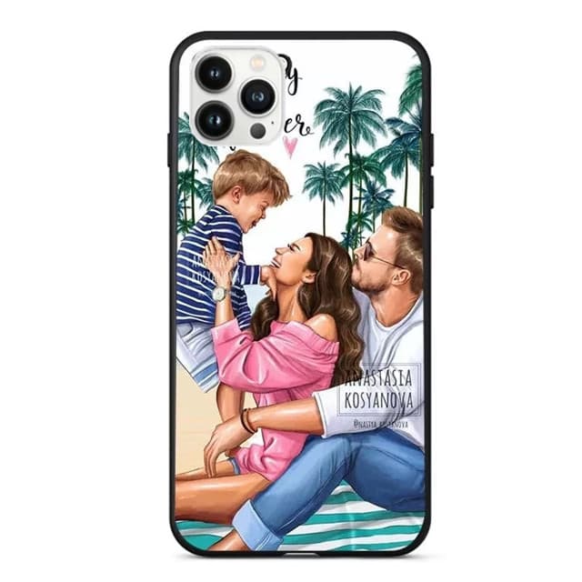 Husa Apple iPhone 13 Pro, Printed Glass, sticla + TPU, model Family is Forever 1