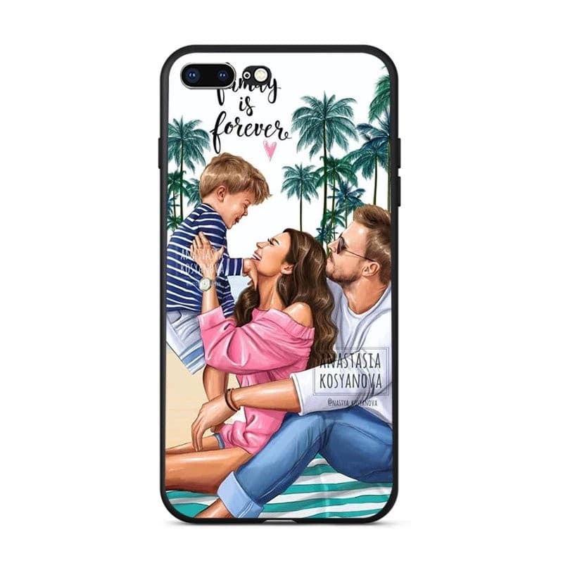 Husa Samsung A03S, Printed Glass, sticla + TPU, model Family is Forever 1