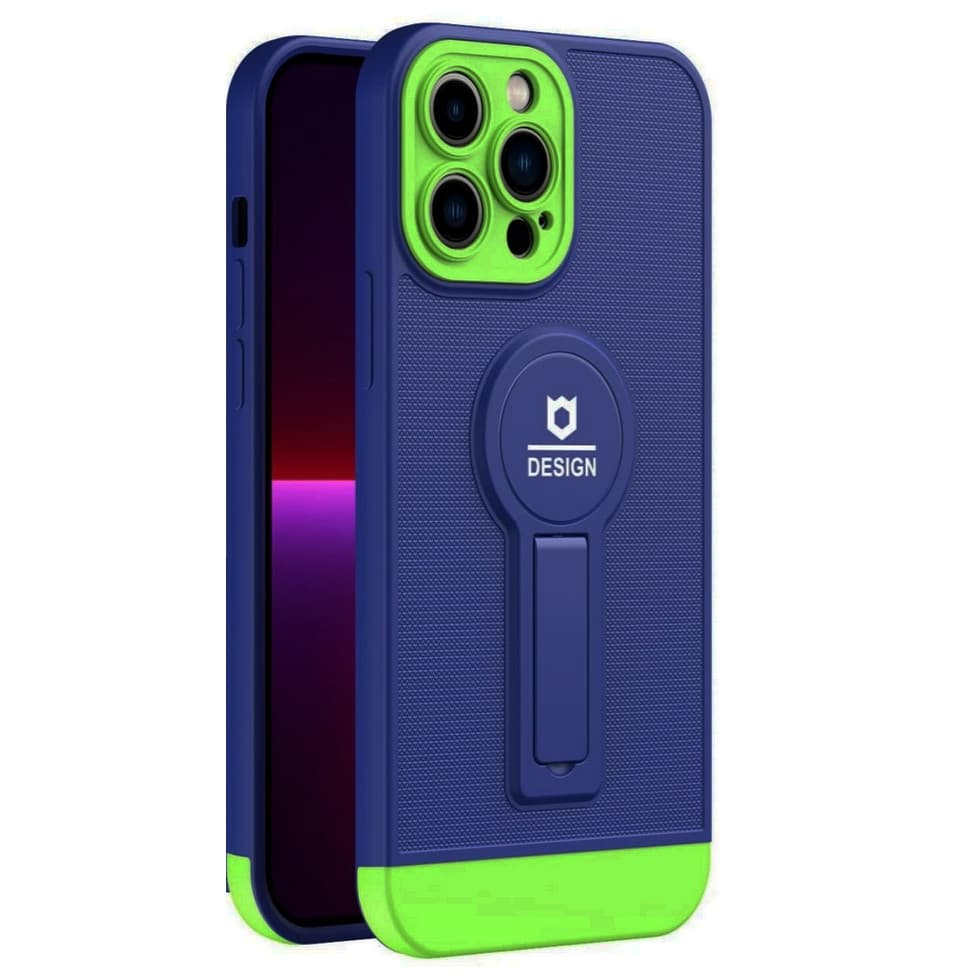 Husa Apple iPhone 12 Pro, Armor Design, functie stand, insertie metalica pentru suport auto magnetic, albastru 1