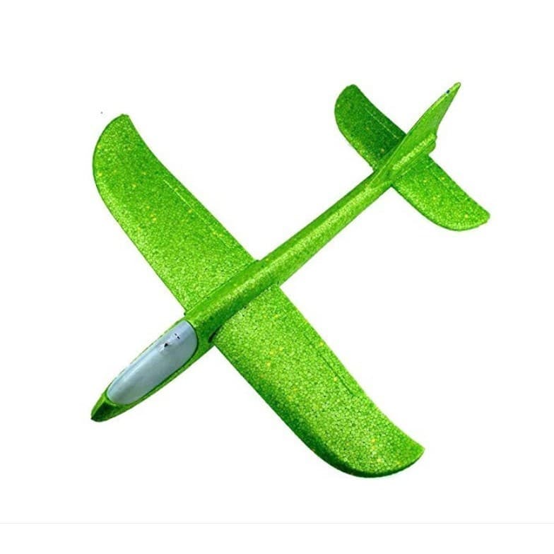 Avion planor din polistiren, cu iluminare LED, 47 cm, verde 1