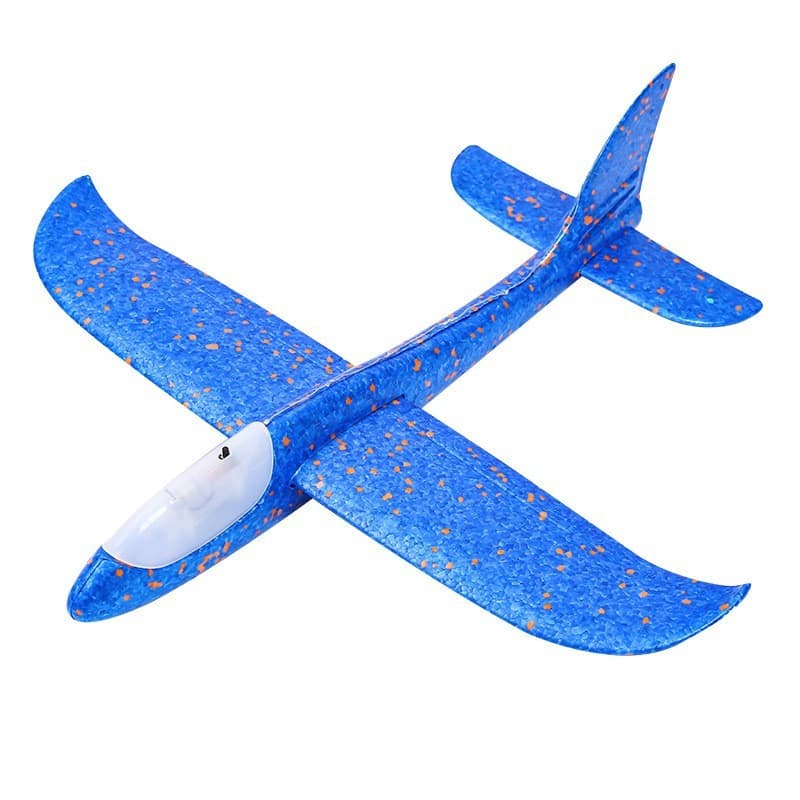 Avion planor din polistiren, cu iluminare LED, 47 cm, albastru 1