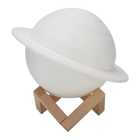 Lampa de veghe 3D Saturn Light, alb cald, alimentare baterii, stand plastic inclus, 15 cm 1