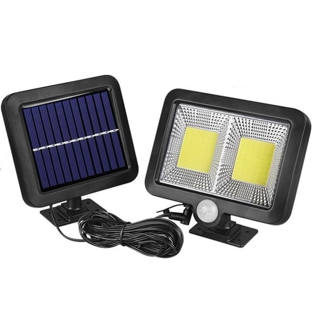 Lampa solara cu senzor de miscare, 108 COB LED, 2 grile, 2400lm, IP65, neagra 1