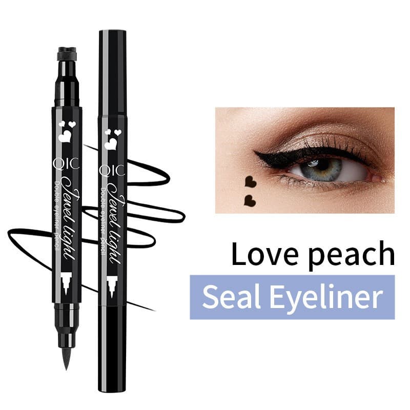 Eyeliner lichid pentru ochi, cu doua capete, un capat cu stampila inima, negru 1