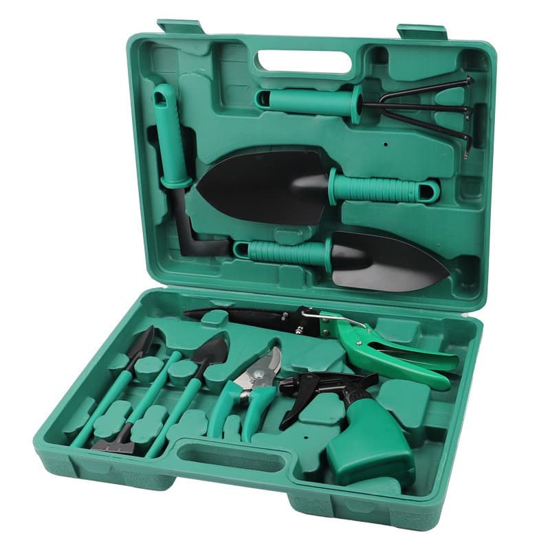 Set 10 accesorii pentru gradinarit, geanta depozitare inclusa, otel inoxidabil, 37 x 28 cm, verde 1