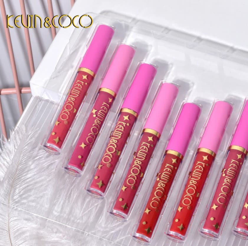 Set 12 Lip Gloss Kevin & Coco, nuante de rosu si rose, cutie dreptunghiulara, 26.5x16.5x2.2 cm, 200 g, multicolor 1