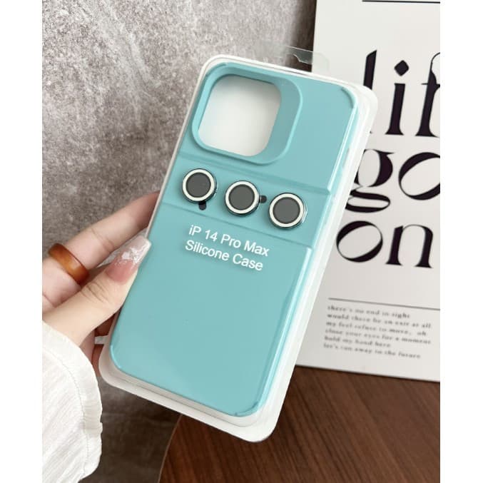 Husa protectie Apple iPhone 15 Pro, Shockproof Silicone, catifea in interior, folii de protectie camere incluse, Albastru 1