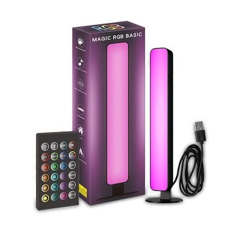 Lampa de Birou RGB, 14 LED-uri, 5V, telecomanda, cablu USB inclus, 25.5 x 4 x 3.5 cm, neagra 1