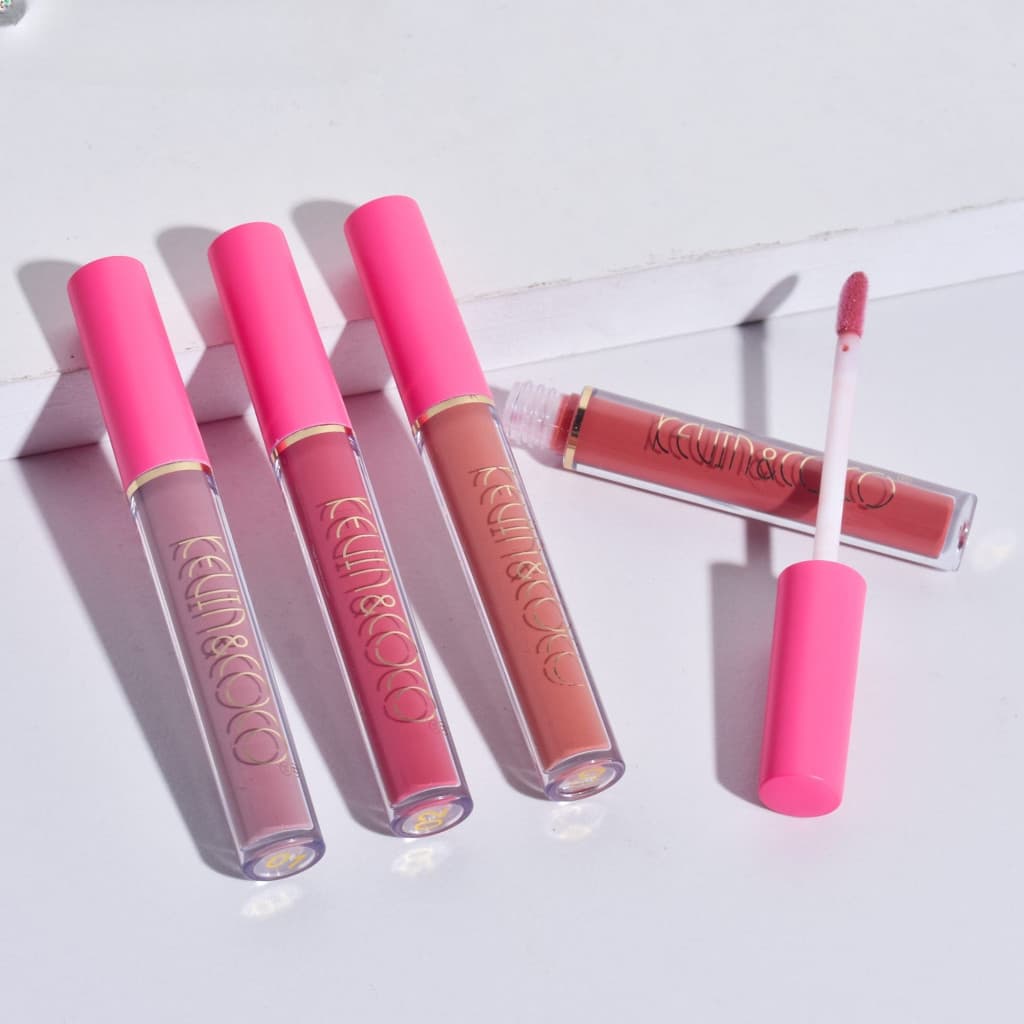Set de buze KEVIN & COCO Cloud Bubble, 4 Lip Gloss-uri, 15.1 x 8.1 x 2 cm, Roz/Nude 1