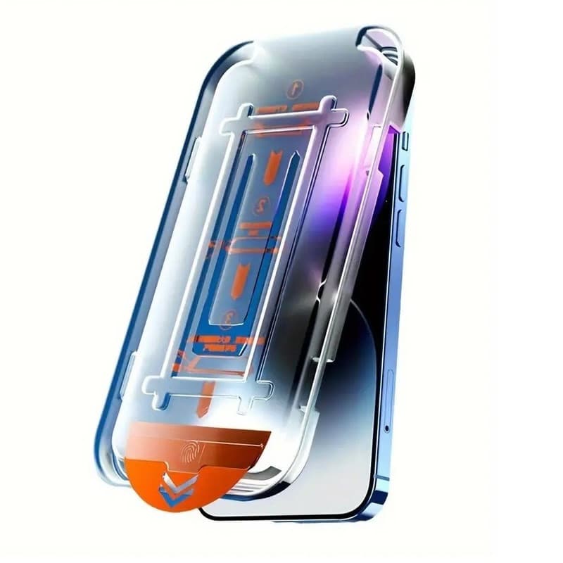 Folie sticla Privacy Apple iPhone 15 Plus, kit instalare rapida, Full Glue, margini negre 1