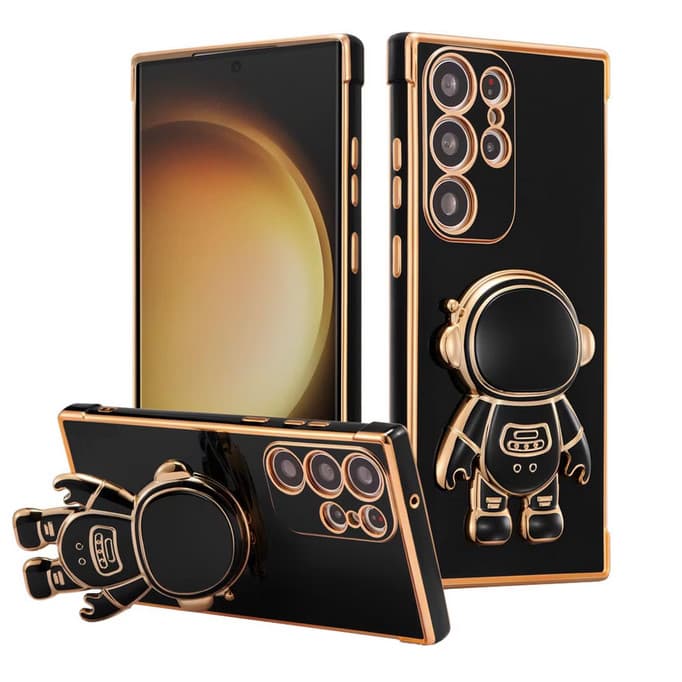 Husa Samsung Galaxy S24 Ultra, Astronaut Case, protectie camera, functie stand expunere, neagra 1