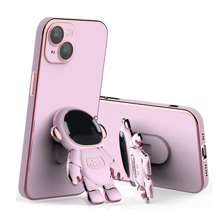 Husa Apple iPhone 14 Plus (14+), Astronaut Case, protectie camera, functie stand expunere, roz 1