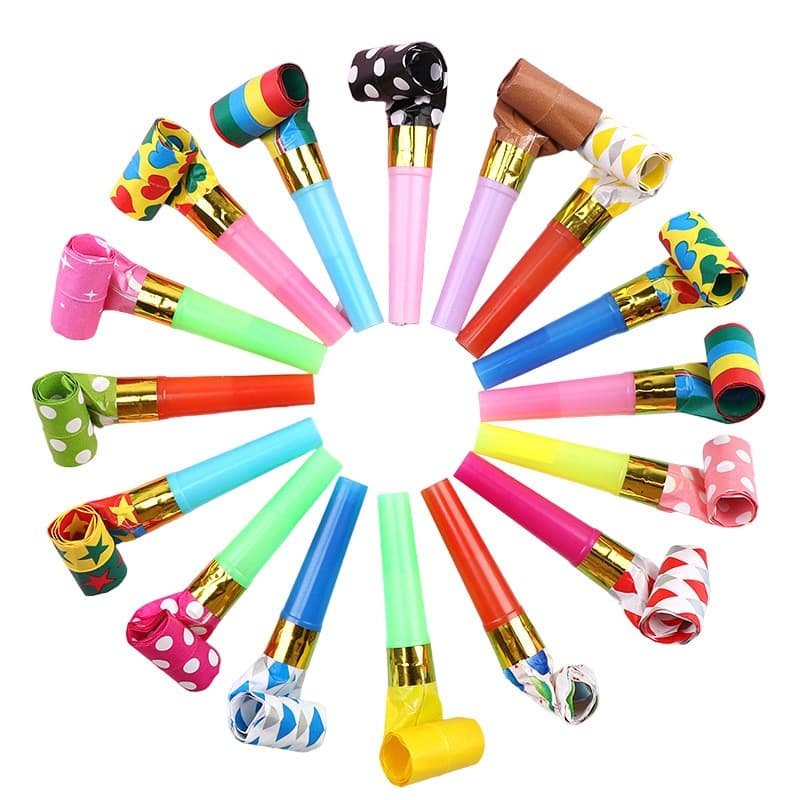 Set 6 Suflatori, pentru Petrecere, Tematica Aniversare, 8 cm, Multicolore cu Imprimeu 1