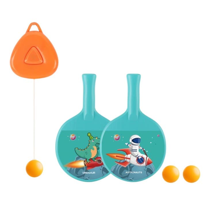 Set 2 palete de tenis de masa / ping pong copii, accesoriu de agatat si 2 mingii incluse, albastre 1