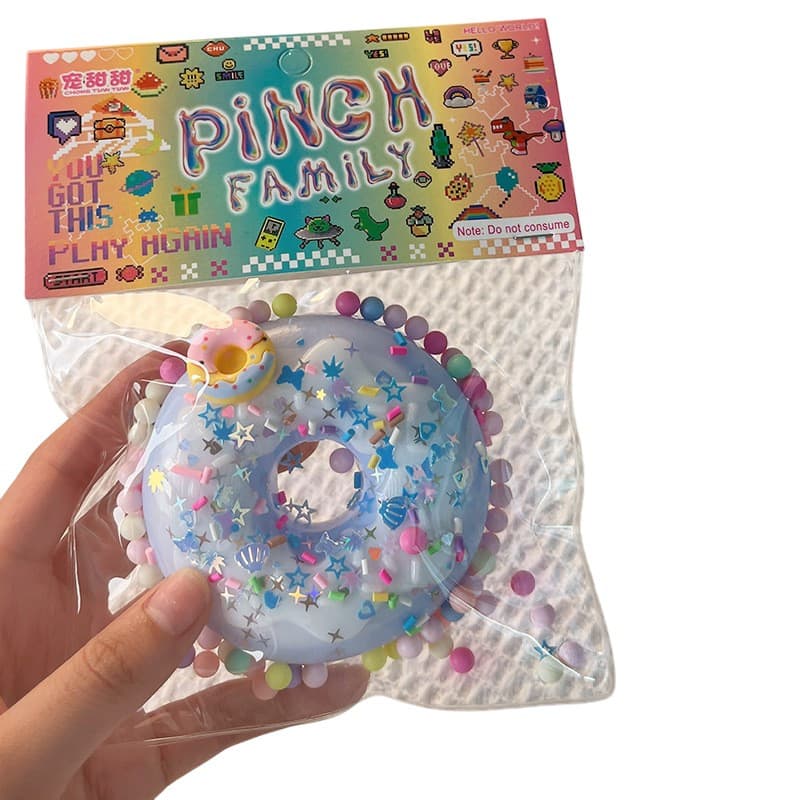 Jucarie tip Taba Squishy, gogoasa, 6 x 6 cm 90 gr, albastra 1