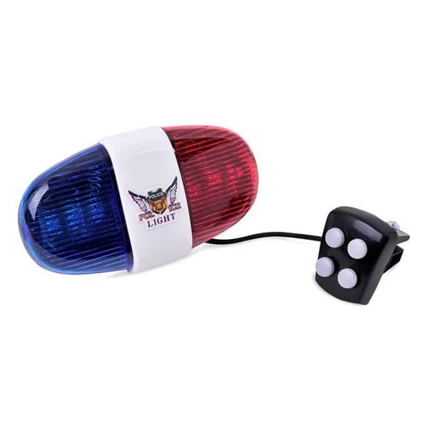 Sirena politie bicicleta, functie flash, 4 tonuri, alb/rosu/albastru 1