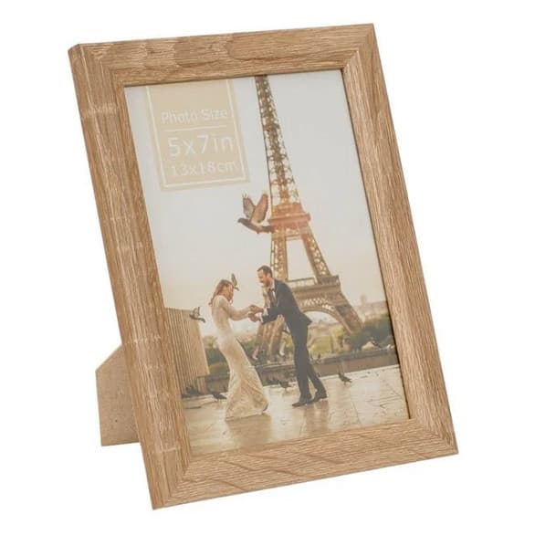 Rama foto decorativa din lemn cu aspect sulptat, 13 x 18 cm, maro 1