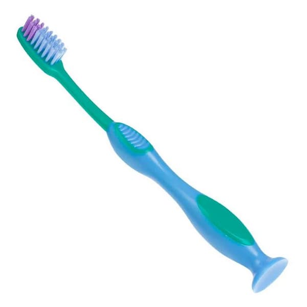 Periuta de dinti pentru copii, Junior, cu ventuza, extra soft, albastru/verde 1