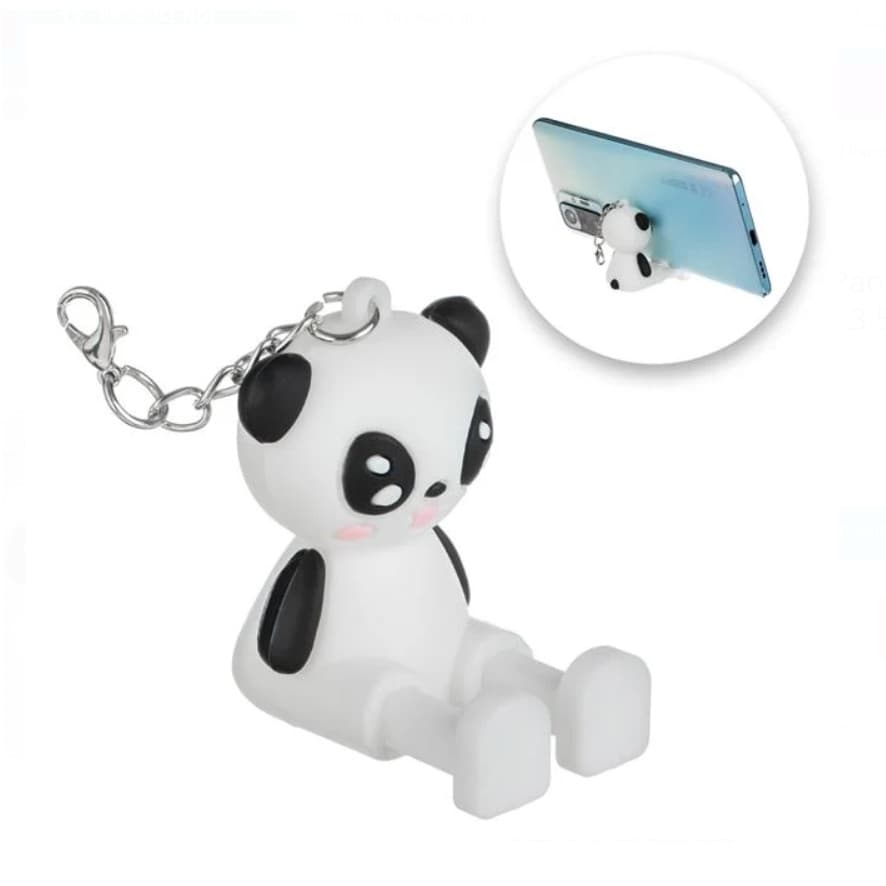 Suport/stand de birou pentru telefon mobil Panda, prindere tip breloc, 3.5 x 3.5 x 5 cm 1