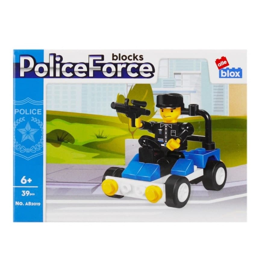 Set de constructie Alleblox Police Force, masinuta cu politist, 39 piese, 6+ 1