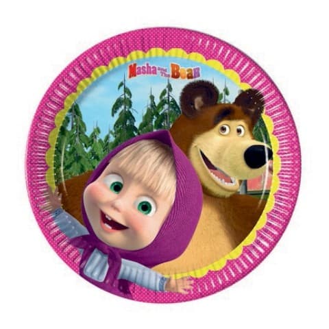 Masha and the bear party set farfurie 20 cm set 8 bucăţi 1