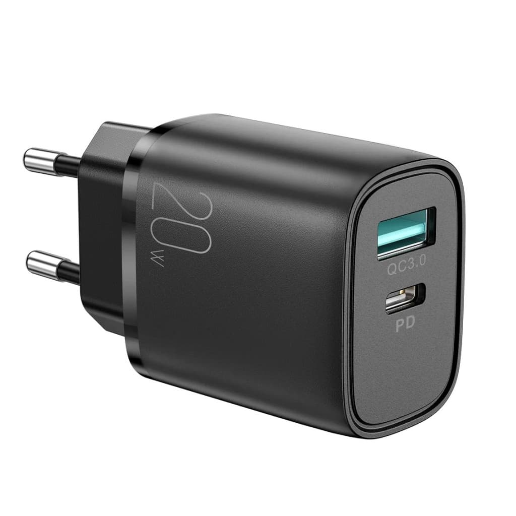 Incarcator casa Joyroom L-QP2011, 20W, 1 x USB-C, 1 x USB-A, PD, QC 3.0, negru 1