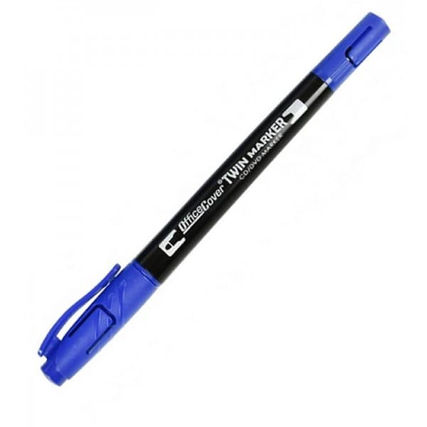 Marker permanent Office-Cover EP11-2088CD-12, varf rotund, 0.4mm / 3.0mm, 2 capete, pentru CD, albastru 1