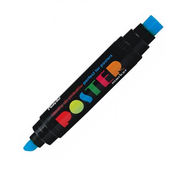 Marker permanent Fiorello Poster GR-1712, varf tesit / varf patrat, 10.0mm / 17.0mm, 2 capete, albastru 1