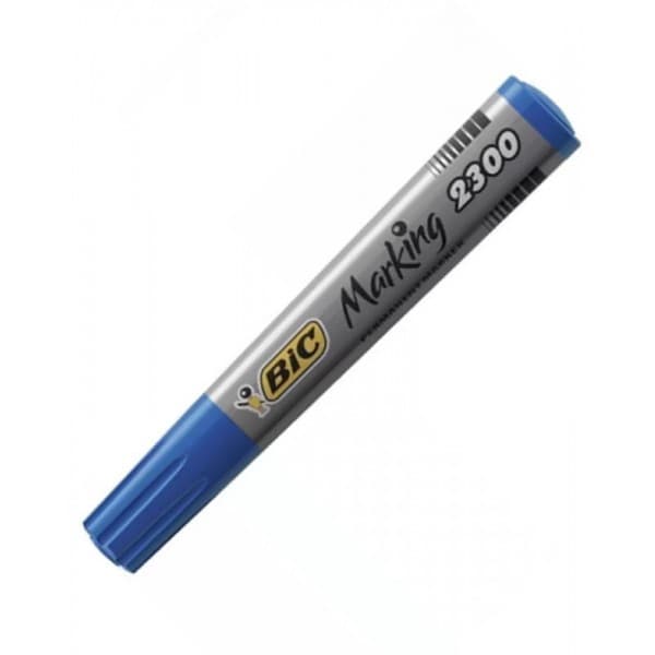 Marker permanent Bic Marking 2300, varf tesit, 3.7-5.5mm, albastru 1