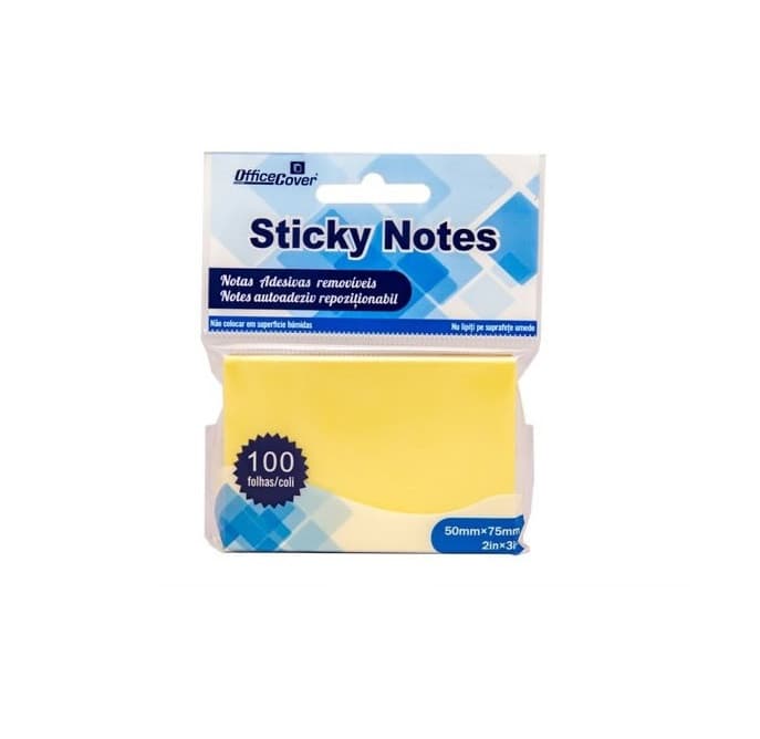 Notes adeziv Office Cover A02, 100 coli, 50 x 75 mm, galben pastel, blister 1